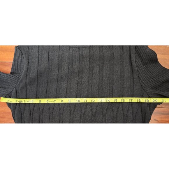 St. John Collection by Marie Gray Sweater Size 10 Mock Neck Rib Knit Top Black - Picture 9 of 11